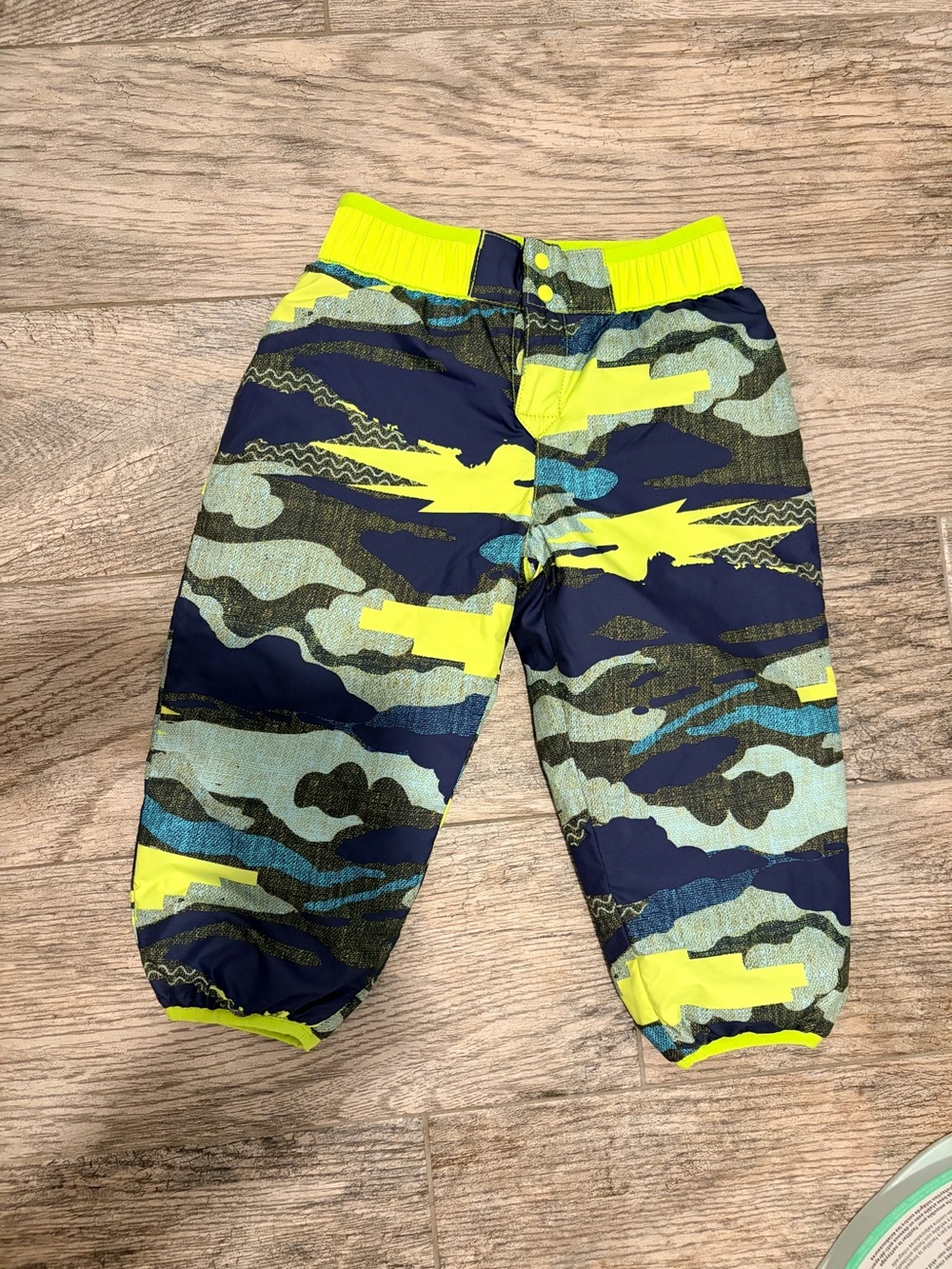 Patagonia Neon Camo Snow Pants- Navy and Lime